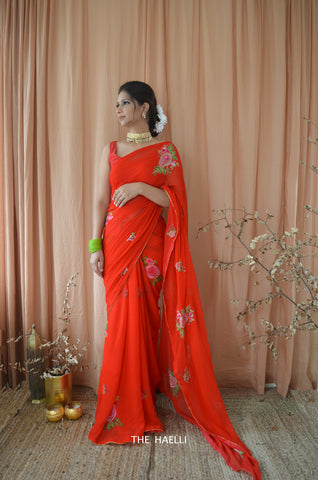 Love At First Sight Red Georgette Saree Love At First Sight Red Georgette Saree