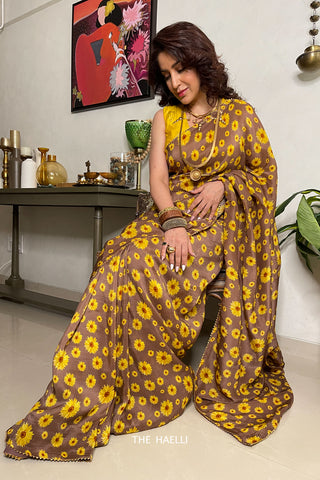 Sunflower Beige Uppada Silk Saree Sunflower Beige Uppada Silk Saree