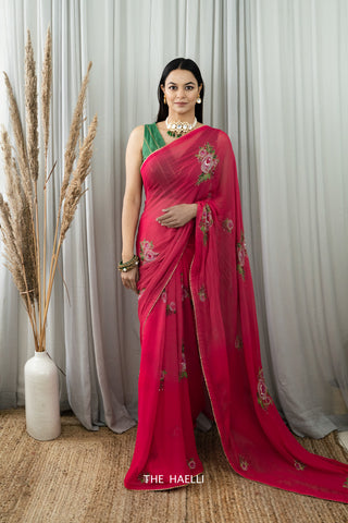 Love At First Sight Georgette Raani Saree Love At First Sight Georgette Raani Saree