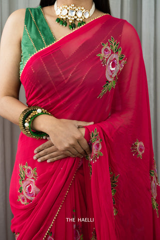 Love At First Sight Georgette Raani Saree Love At First Sight Georgette Raani Saree