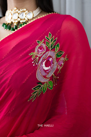 Love At First Sight Georgette Raani Saree Love At First Sight Georgette Raani Saree