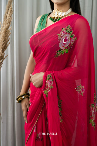 Love At First Sight Georgette Raani Saree Love At First Sight Georgette Raani Saree