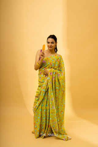 Popsicles Green Cotton Saree Popsicles Green Cotton Saree