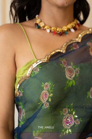Chandani Blue Organza Silk Saree Chandani Blue Organza Silk Saree