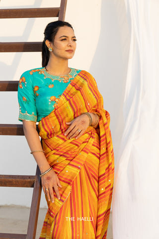 Chestnut Orange Hand-Embroidered Silk Saree Chestnut Orange Hand-Embroidered Silk Saree