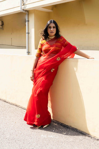 Apsara Red Organza Silk Saree Apsara Red Organza Silk Saree