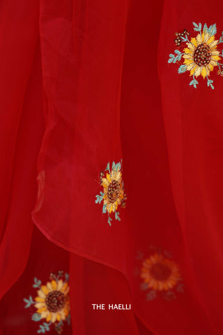 Apsara Red Organza Silk Saree Apsara Red Organza Silk Saree
