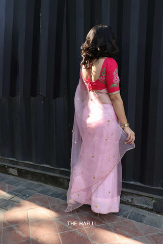 Noor Pink Organza Silk Saree Noor Pink Organza Silk Saree