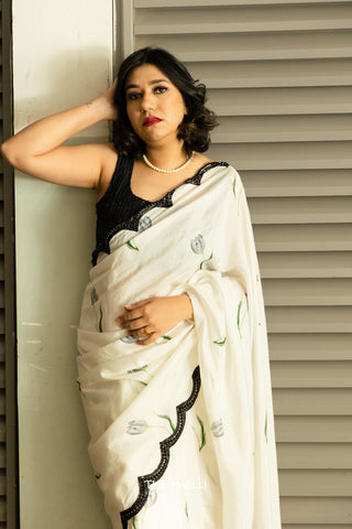Moti Hand-Embroidered Silk Saree Moti Hand-Embroidered Silk Saree