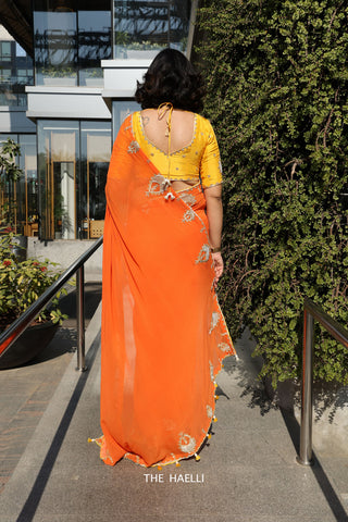 Kinari Orange Georgette Silk Saree Kinari Orange Georgette Silk Saree