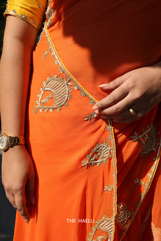 Kinari Orange Georgette Silk Saree Kinari Orange Georgette Silk Saree