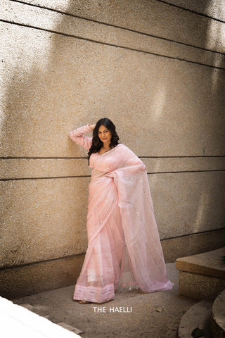 Maya Pink Organza Silk Saree Maya Pink Organza Silk Saree
