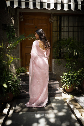 Maya Pink Organza Silk Saree Maya Pink Organza Silk Saree