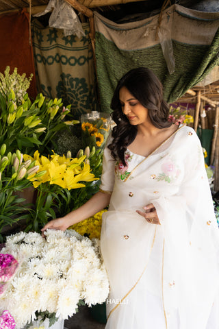 Noor White Organza Saree Noor White Organza Saree