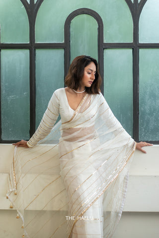 Maya White Organza Silk Saree Maya White Organza Silk Saree