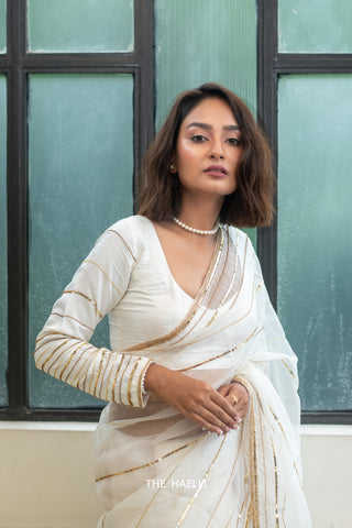 Maya White Organza Silk Saree Maya White Organza Silk Saree