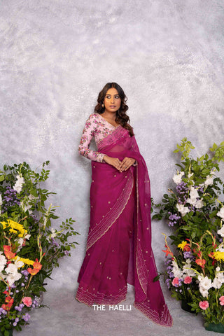 Morni Magenta Organza Silk Saree Morni Magenta Organza Silk Saree