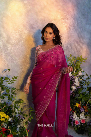 Morni Magenta Organza Silk Saree Morni Magenta Organza Silk Saree