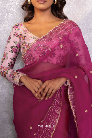 Morni Magenta Organza Silk Saree Morni Magenta Organza Silk Saree