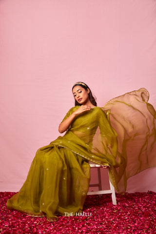 Ruhaani Green Organza Silk Saree Ruhaani Green Organza Silk Saree