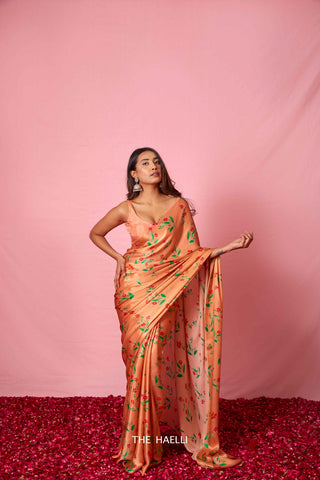 Zoya Peach Silk Saree Zoya Peach Silk Saree