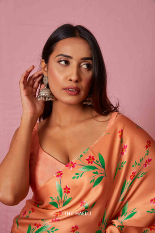 Zoya Peach Silk Saree Zoya Peach Silk Saree