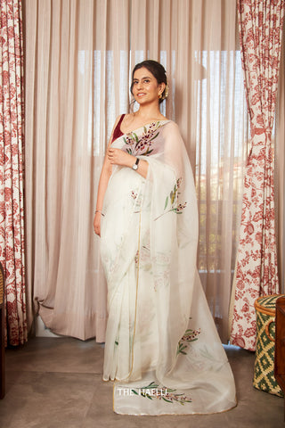 Sufi with Maroon Organza Silk Saree Sufi with Maroon Organza Silk Saree