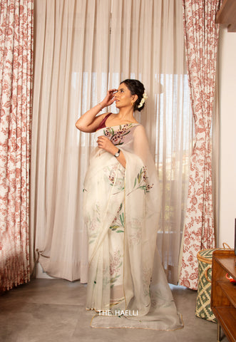 Sufi with Maroon Organza Silk Saree Sufi with Maroon Organza Silk Saree