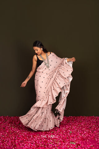 Polka Blush Ruffle Cotton Saree Polka Blush Ruffle Cotton Saree