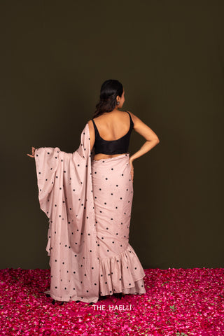 Polka Blush Ruffle Cotton Saree Polka Blush Ruffle Cotton Saree