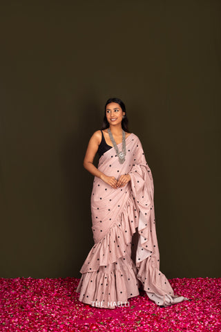 Polka Blush Ruffle Cotton Saree Polka Blush Ruffle Cotton Saree