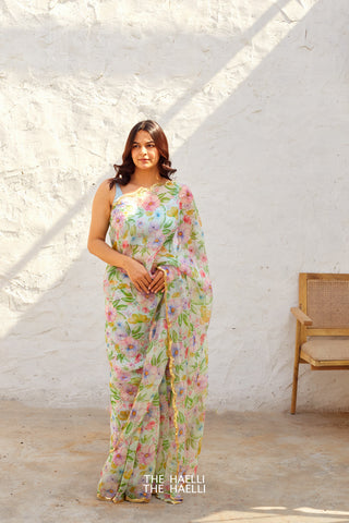 Naaz Blue Organza Silk Saree Naaz Blue Organza Silk Saree