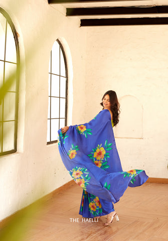 Barkha Blue Satin Silk Saree Barkha Blue Satin Silk Saree