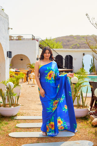 Barkha Blue Satin Silk Saree Barkha Blue Satin Silk Saree