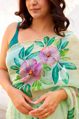 Barkha Mint Organza Silk Saree Barkha Mint Organza Silk Saree