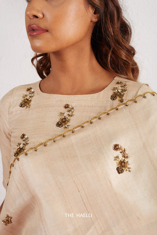 Pari Beige Tussar Silk Saree Pari Beige Tussar Silk Saree