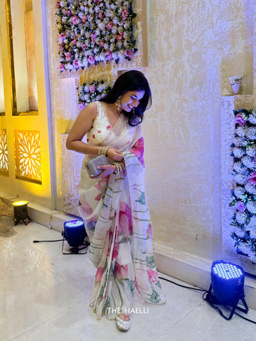 Kumud Off White Organza Silk Saree Kumud Off White Organza Silk Saree