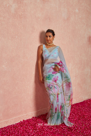 Kumud Blue Organza Silk Saree Kumud Blue Organza Silk Saree