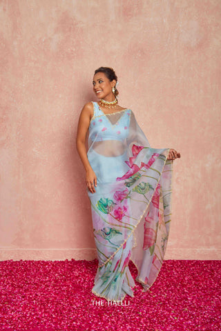 Kumud Blue Organza Silk Saree Kumud Blue Organza Silk Saree