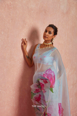 Kumud Blue Organza Silk Saree Kumud Blue Organza Silk Saree