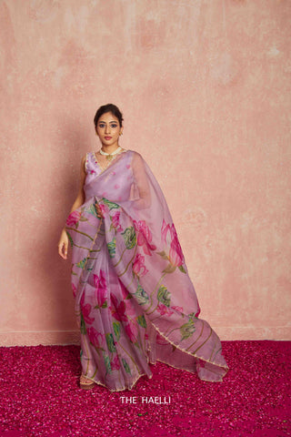 Kumud Mauve Organza Silk Saree Kumud Mauve Organza Silk Saree