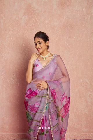 Kumud Mauve Organza Silk Saree Kumud Mauve Organza Silk Saree