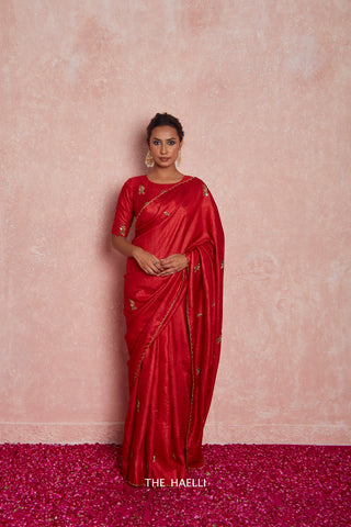 Pari Red Tussar Silk Saree Pari Red Tussar Silk Saree