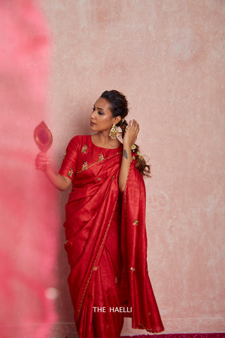 Pari Red Tussar Silk Saree Pari Red Tussar Silk Saree