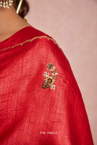 Pari Red Tussar Silk Saree Pari Red Tussar Silk Saree