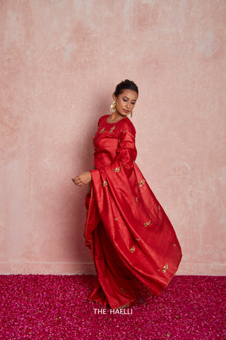 Pari Red Tussar Silk Saree Pari Red Tussar Silk Saree