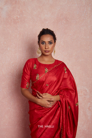 Pari Red Tussar Silk Saree Pari Red Tussar Silk Saree