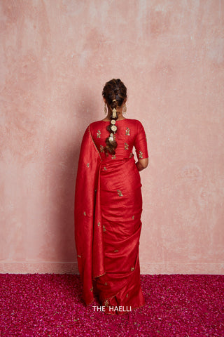 Pari Red Tussar Silk Saree Pari Red Tussar Silk Saree