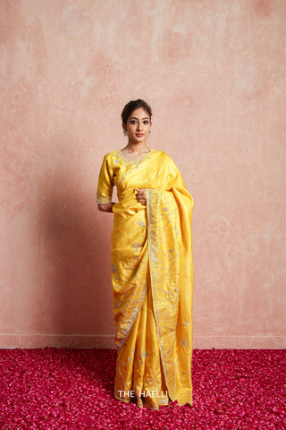 Leela Yellow Tussar Silk Saree Leela Yellow Tussar Silk Saree