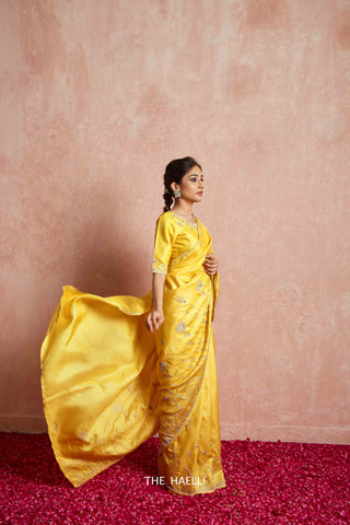 Leela Yellow Tussar Silk Saree Leela Yellow Tussar Silk Saree